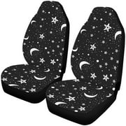 ZHANZZK Set of 2 Car Seat Covers Stars Moons Universal Auto Front Seats Protector Fits for Car,SUV Sedan,Truck