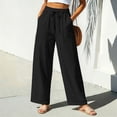 thumbnail image 2 of SROBPTY Fall Winter Plus Size Womens Pants Solid Drawstring High Waist Wide-Leg Bottoms with Pocket, 2 of 5