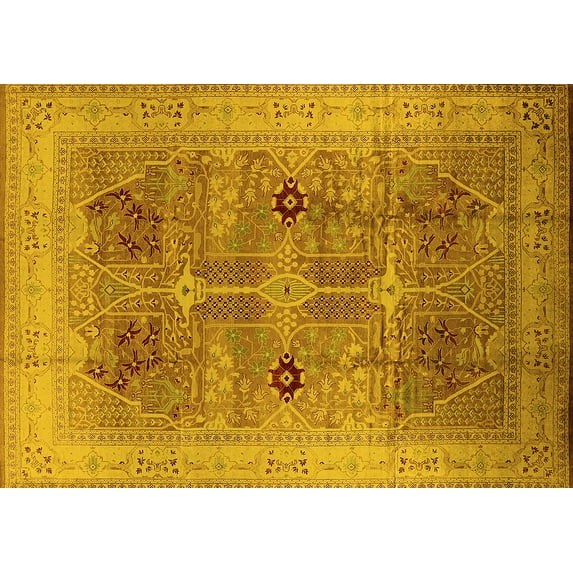 Ahgly Company Indoor Rectangle Oriental Yellow Traditional Area Rugs, 3' x 5'