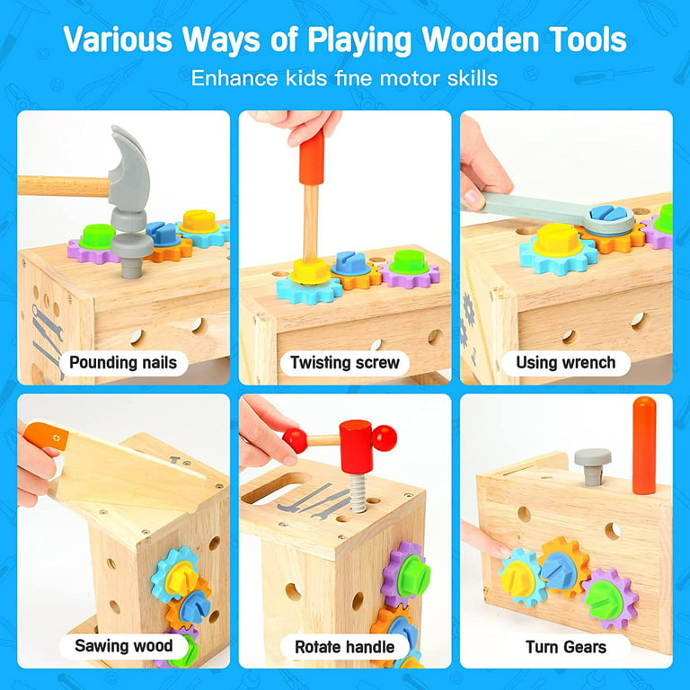  4 in 1 Woodworking Station for Kids - Wood Building