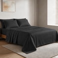 thumbnail image 2 of WVG Bamboo Sheet Set Queen Size, Soft Cooling Bedding Set, Embossed Stripe Design, Deep Pocket Fitted Sheet, Breathable Bamboo Bed Sheets for Hot Sleepers, 2 of 9