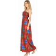 thumbnail image 2 of HAPPY BAY Women's Summer Boho A-Line Smocked Strapless Dresses Evening Long Tube Top Slit Maxi Beach Dress for Women One Size Coral, Hibiscus Palm, 2 of 3