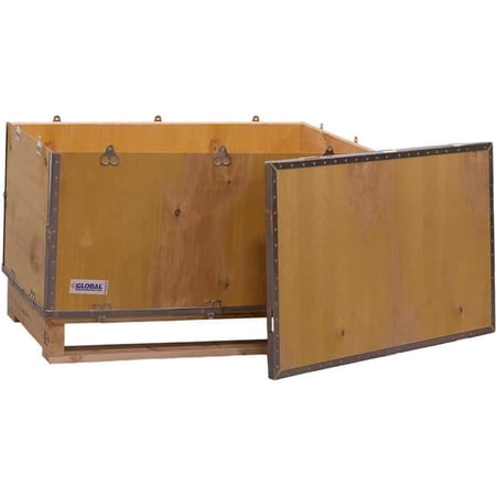 National Corrugate B2352221 Global Industrial 4-Panel Hinged Crate with Lid & Pallet - 36 x 22 x 22 in.