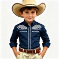 thumbnail image 2 of Toddler Kids Girls Boys Shirt Tops Long Sleeve Fashion Chest Print Casual Collar Shirt Casual Loose Tops 10-11 Years, 2 of 4