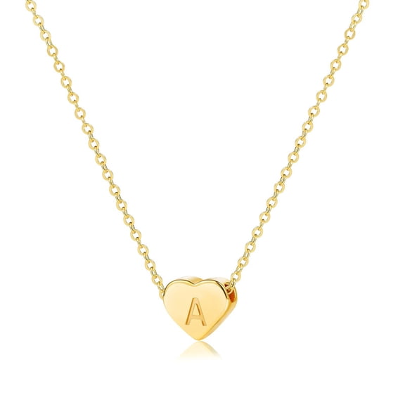 GOSFRY Letter A Initial Heart Pendant Necklace for Women ,14K Gold Plated Jewelry, Birthday Anniversary Graduation Gift for Her