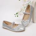 thumbnail image 2 of LuckLilac Girls Sliver Glitter Flats Flower Dress Ballet Flat Shoes for 2 Big Kid Party Wedding School, 2 of 5