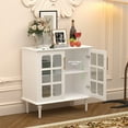 thumbnail image 3 of CBJCBJ 31.4" Accent Cabinet with 2 Lattice Glass Door and Adjustable Shelves, Sideboard Cabinets, White, 3 of 11