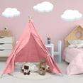 thumbnail image 5 of 4 Pcs Teepee Tent for Kids Indoor Foldable Toddler Cotton Canvas Sleepover Childrens Tent for Girls Boys Outdoor Playhouse Room Camping Study Read Play Game, 4 Colors, 5 of 7