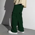 thumbnail image 2 of kpoplk Boys Sweatpants Boys Athletic Joggers Pants Kids Youth Open Bottom Pants with Pockets Drawstring(Dark Green,12-13 Y), 2 of 7