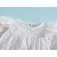 thumbnail image 4 of Infant Girl‘s Romper  Flying Long Sleeve Hollow Out Flower Embroidered Solid Color Snap Closure One Piece Romper, 4 of 7