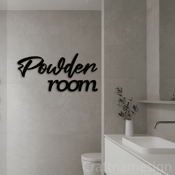 Craftnamesign Powder Room Metal Wall Art, Bathroom Wall Decor, Funny Bathroom Signs