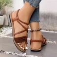 thumbnail image 4 of Rokment Women's Bohemian Roman Flat Dress Sandals Beach Fashion Casual Braided Leather Ropes Walking Flip Flops Comfortable Walking Slingback Summer Shoes Brown Size 6.5, 4 of 6