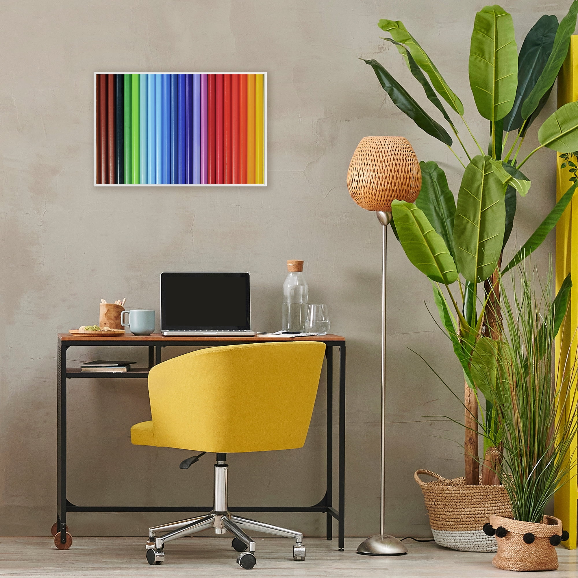 Stupell Industries Colored Pencil Lineup White Framed Giclee Art, design by Tom Quartermaine