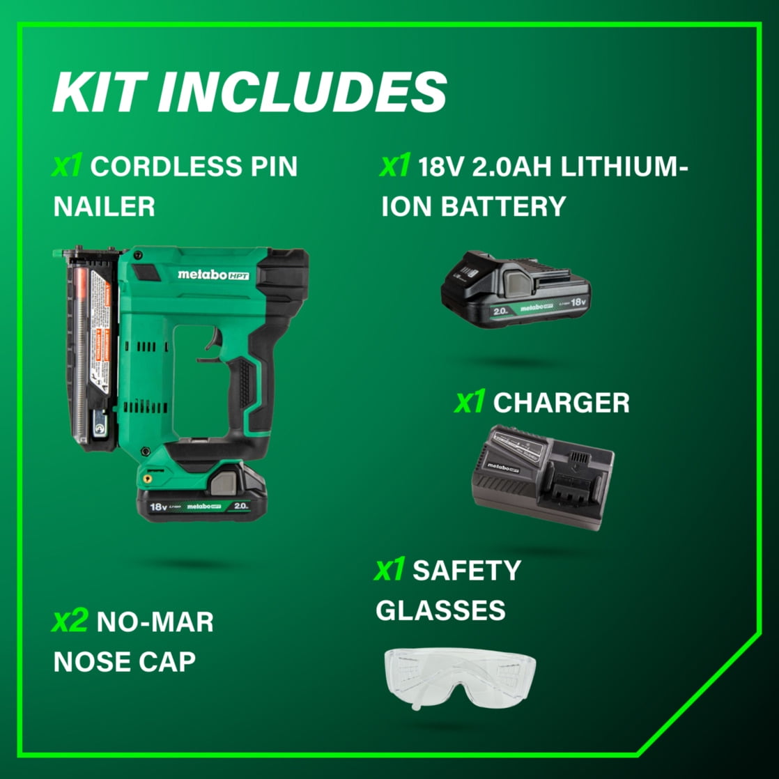Metabo HPT 18V Cordless Pin Nailer Kit, 23-Ga, NP1835DA