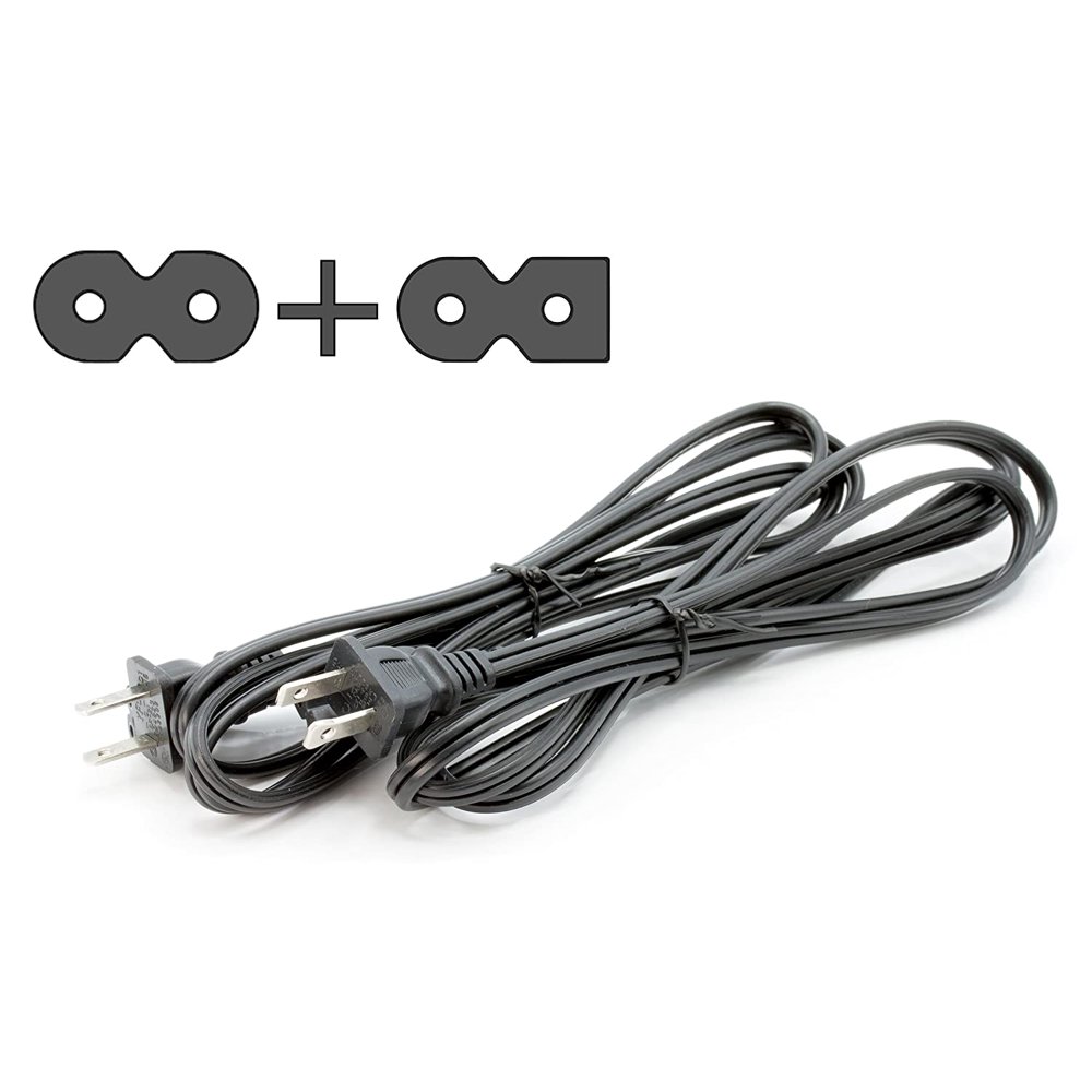 2 Slot Power Cord Two Pack Includes Both Types Polarized (Squared