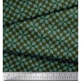 thumbnail image 2 of Soimoi Green polyester Crepe Fabric Square & Triangle Geometric Decor Fabric Printed Yard 42 Inch Wide, 2 of 3