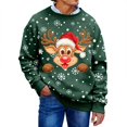 thumbnail image 2 of Christmas Sweatshirt for Men Women Long Sleeve Loose Casual Crewneck Ribbed Texture Snowflake and Reindeer Print Pullover, 2 of 6