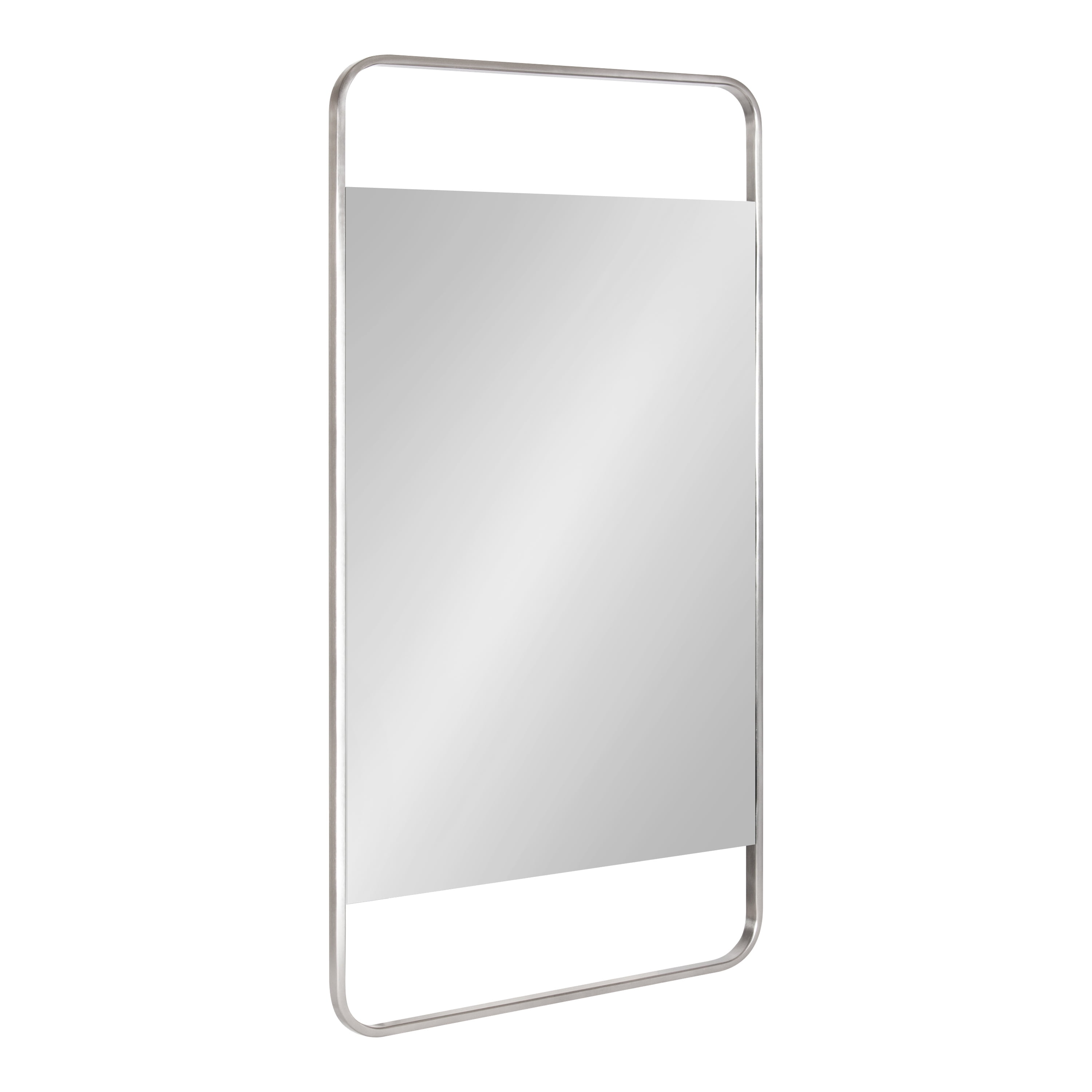 Sophisticated Silver Metal Framed Rounded Rectangular Vanity Mirror 20"x36"