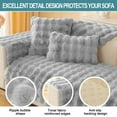 thumbnail image 4 of Eurhowing Thick Plush Sofa Cover 35"×63", Non-Slip Soft Couch Slipcover for 1,2,3 Seater & L-Shape Couches, Furry Furniture Protector for Living Room, Light Gray, 4 of 15