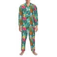 thumbnail image 3 of Cauagu Pineapple Print Men's Long-Sleeve Pajama Set,Soft Button-Front 2Pjs for Men Long Sleeve Men’s Sleepwear-XX-Large, 3 of 7