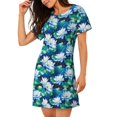 thumbnail image 2 of Fotbe Blue Lotus Flower Bata de Dormir para Mujer con Estampado, Camisón de Algodón de Manga Corta, Ropa de Dormir Casual, 2 of 6