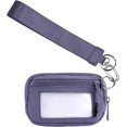thumbnail image 1 of Cartera Iris para mujer, llavero de 5,9 x 3,5 pulgadas con correa para la muñeca, monedero con cremallera y ventana para identificación (morado), 1 of 6