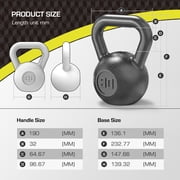 Athletic Works 30lb Kettlebell, Casting Iron, Durable Hammertone Finish, Black