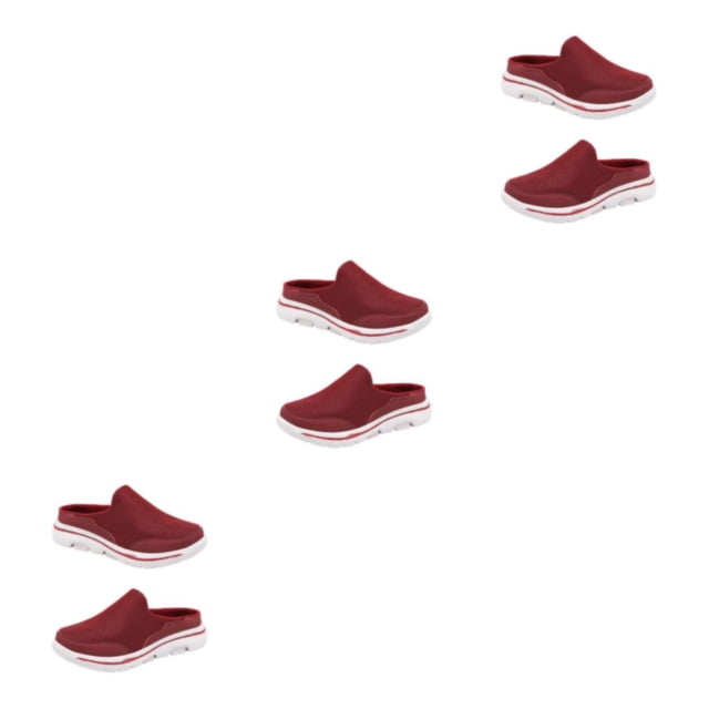 Zapatillas de malla Qarigey para Mujer Tacón Plano Color Rojo Talla 42