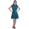 thumbnail image 5 of Moomaya Womens Ruffle Sleeve A,Line Schiffli Dress Solid Designer Party Dress, 5 of 7