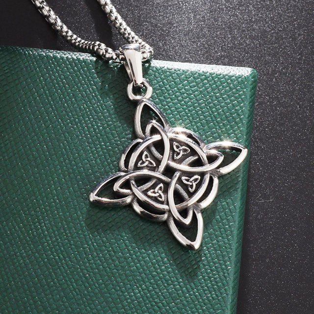 Collar de nudo de bruja Vintage para hombres y mujeres, colgante de símbolo de Wicca pagano, nudo mágico de acero inoxidable, regalos de joyería celta