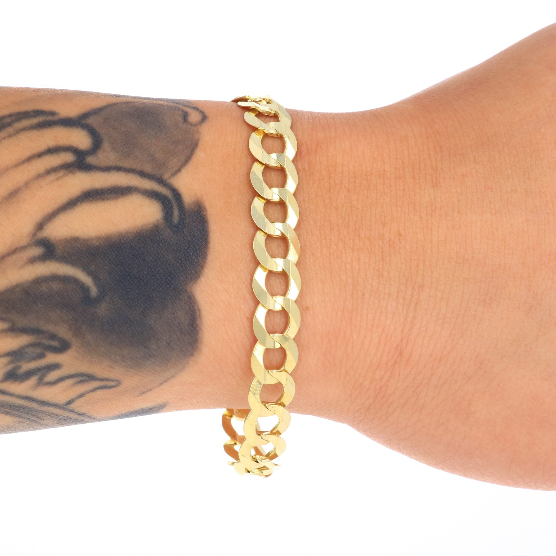 Nuragold 14k Real Yellow Gold Solid Cuban Curb Link 8mm Chain Bracelet (7"-9") Italian Jewelry for Men