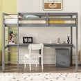 thumbnail image 2 of Aukfa Twin Loft Bed with Built-in Desk and Storage Cabinet with 2 Drawers for Kids Teens Dorm, Gray, 2 of 9