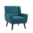 thumbnail image 3 of Uixe Cotton/ Linen Look Fabric Modern Accent Chair Armchair Accent Chairs Light Blue Single 1-Piece Polyester, 3 of 5