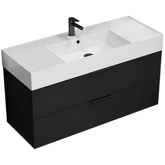 Nameeks Derin-4818-W Derin 48" Wall Mounted Single Basin Vanity Set - Black