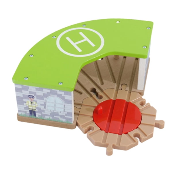 Casa de trenes infantil, accesorio ferroviario para desarrollar la motricidad vía de desvío de cinco vías, cobertizo ideal para regalar y fom