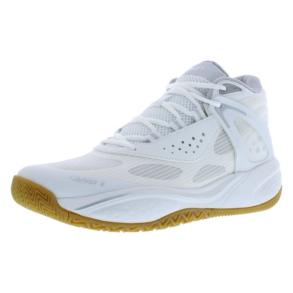 AND1 Revel Mid Unisex Shoes Size 11, Color: White/Silver