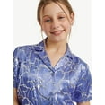 thumbnail image 3 of Justice Girls Satin Short Sleeve Button Front Sleep Top and Sleep Pants, 2-Piece, Sizes 5-18 & Plus, 3 of 4