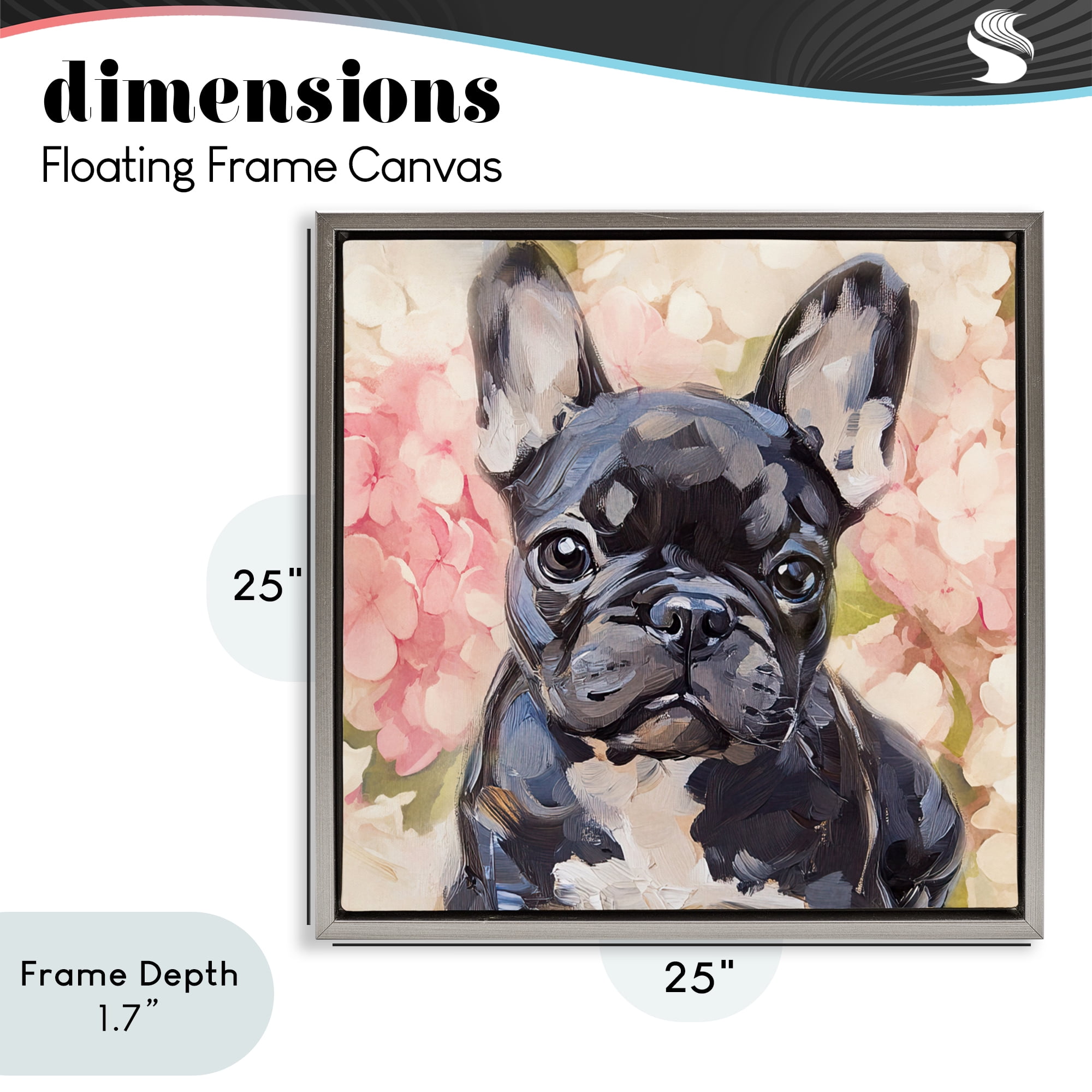 Stupell Industries Sweetest Little Bulldog Gray Framed Floater Canvas Wall Art, design by Tina LeCour