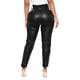 thumbnail image 5 of Pantalones de cuero de imitación para mujer Pantalones pitillo delgados de cintura alta Irfora Negro/Pequeña, 5 of 7