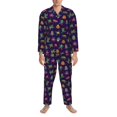 thumbnail image 3 of Fotbe Mexican Frogs Pijama de Hombre con Estampado de Manga Larga, Conjunto de 2 Piezas, Ropa de Dormir Suave y Cómoda con Bolsillos-Large, 3 of 7