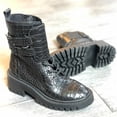 thumbnail image 3 of Kelsi Dagger Brooklyn Northern Black Embossed Leather Lace-up Combat Ankle Boots (BLACK, 8), 3 of 5