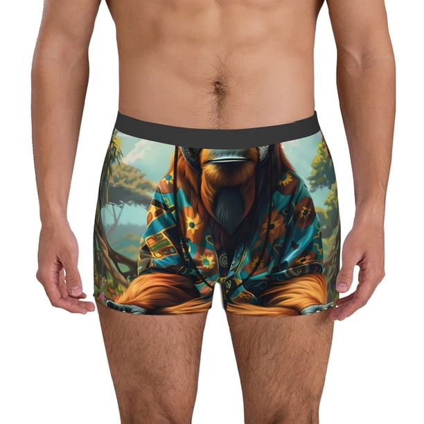 Fotbe Forest Meditating Gorilla Calzoncillos Tipo Boxer con Bolsa de Soporte Total para Hombre, X-Temp Fresco, Transpirable y de Secado Rápido-Medium