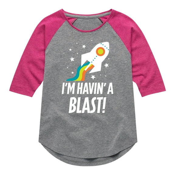 Instant Message - I'm Having A Blast - Toddler & Youth Girls Raglan Graphic T-Shirt
