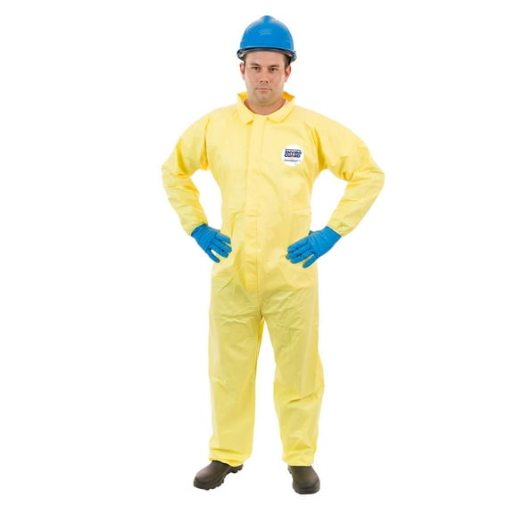 International Enviroguard Collared Coverall,Open,Yellow,L,PK12 7012YS-L