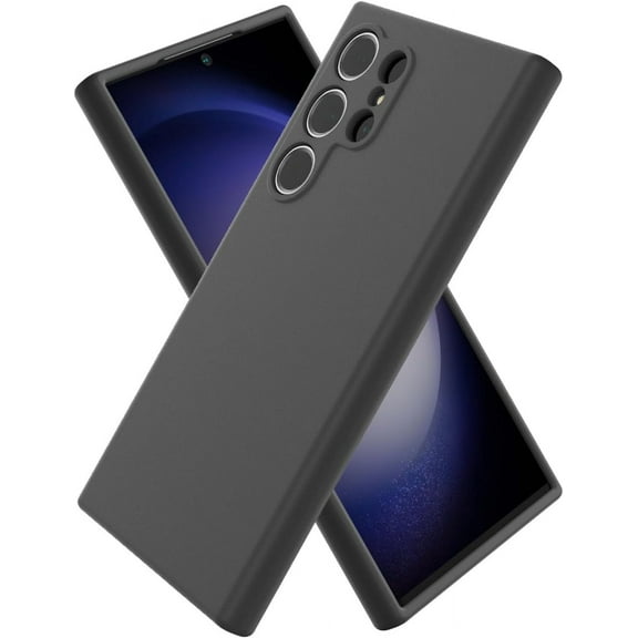 Samsung Galaxy S24 Ultra Silicone Case, Slim Fit Premium Liquid Silicone Shockproof Phone Cover, Upgraded Camera Protection and Microfiber Lining, Black