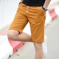 thumbnail image 4 of Ydojg Pants For Men Linen Shorts Elastic Waist Drawstring Summer Beach Shorts Classic Fit Yellow L, 4 of 6