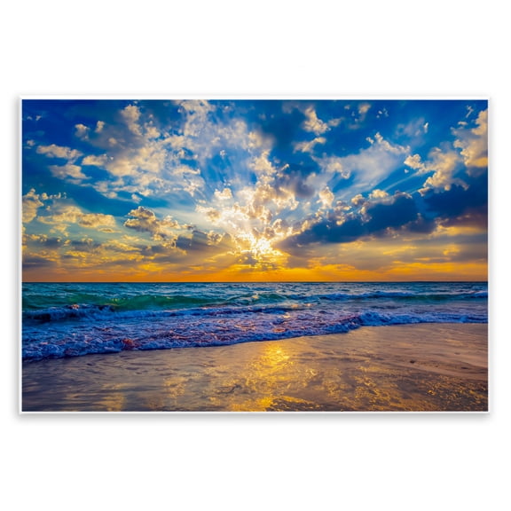 Stupell Industries Tropical Golden Blue Sun Ray On Beach Wall Plaque Art, 15 x 10, by Eszra Tanner