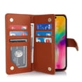 thumbnail image 5 of Premium PU Leather Wallet Case for Samsung Galaxy A06, Classic with Card Slots Magnetic Closure RFID Protection Wrist Strap Kickstand Shockproof Flip Case Cover for A06, Brown, 5 of 5