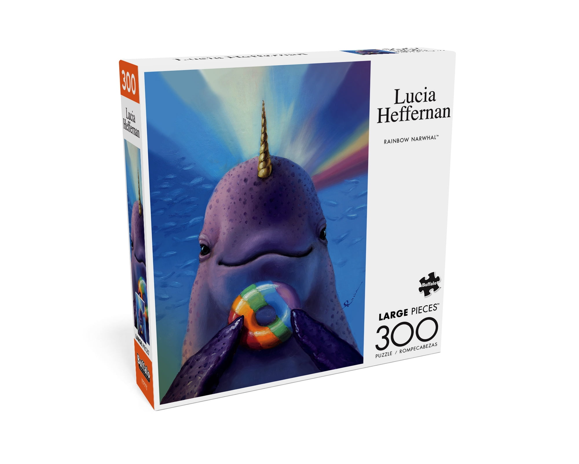 Buffalo Games 300-Piece Lucia Heffernan Rainbow Narwhal Jigsaw Puzzle