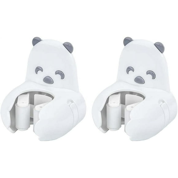 Mop and Broom Holder Gripper Holds Self Adhesive No Drilling Wall Mount Mini Bear Shape Broom and Dustpan Hanger(white, 2)